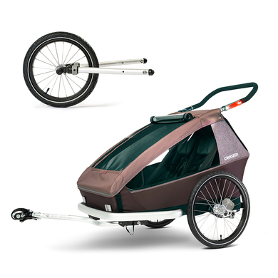 Image of CROOZER Rimorchio per biciclette Kid Vaaya 2 Blossom rosso, incl. Set Jogger059