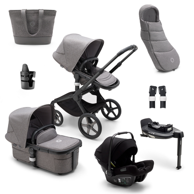 bugaboo Poussette trio combinée 3en1 Fox 5 kit naissance Black/Grey Melange