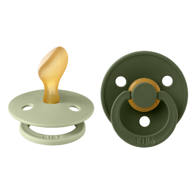 BIBS® Sucette Colour tétine anatomique silicone 6-18 mois Sage & Hunter Green lot de 2
