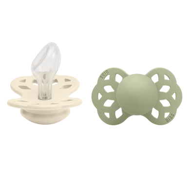 BIBS® Sucette Infinity tétine anatomique silicone 6-18 mois Ivory & Sage lot de 2