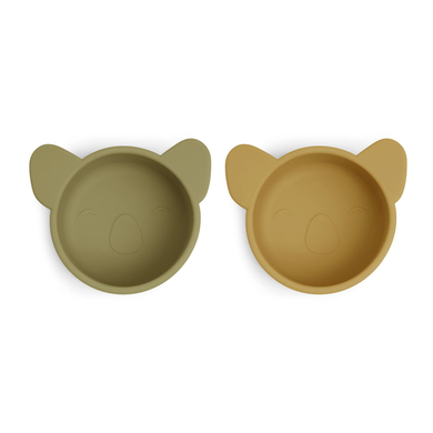 nuuroo Bol enfant koala rose silicone Olive green/Dusty yellow lot de 2