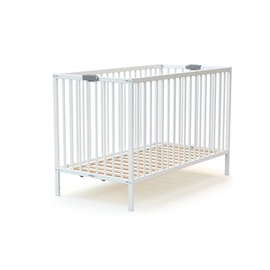 WEBABY Lit à barreaux pliable bois blanc 60x120 cm