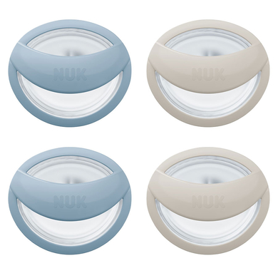 NUK Sucette MommyFeel, 0-9 mois bleu/gris lot de 4