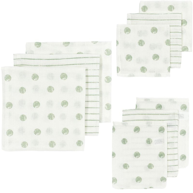 MEYCO Ensemble langes serviettes mousseline Dot Stripe Soft Green lot de 9