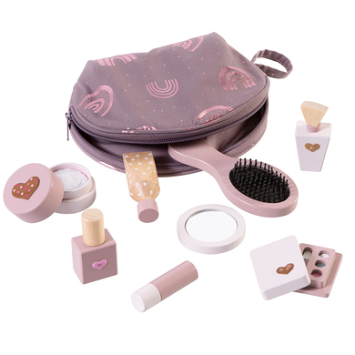 Image of howa® Set da trucco per bambini con pochette, 8 accessori in legno e adesivi a forma di cuore059