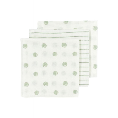 Image of MEYCO Gaasluiers 3-Pack Dot Stripe Soft Green