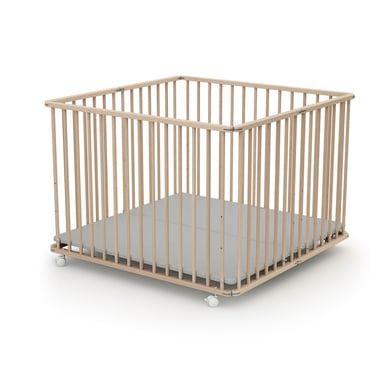 WEBABY Parc bébé pliable hêtre non traité 100x100 cm