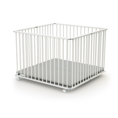 WEBABY Parc bébé pliable hêtre blanc 100x100 cm