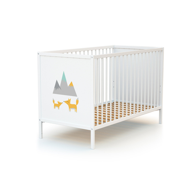 WEBABY Lit à barreaux Renard panneaux bois blanc 60x120 cm