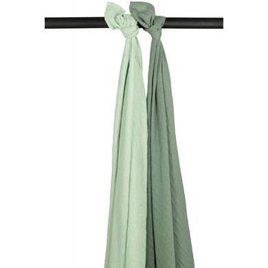 Image of MEYCO Muslin Swaddle 2-Pack Uni Soft Green / Forest Green