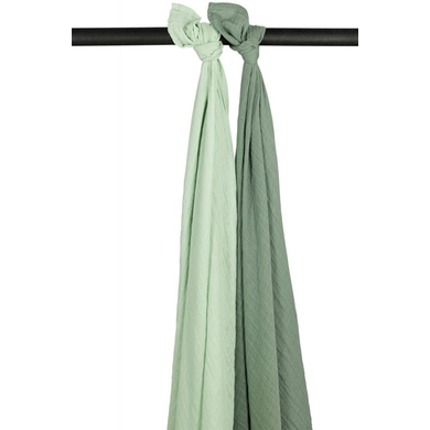 Bilde av Meyco Muslin Swaddle 2-pack Uni Soft Green / Forest Green