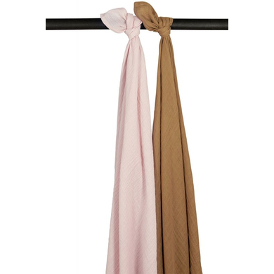 MEYCO Langes bébé mousseline uni Soft Pink/Toffee lot de 2