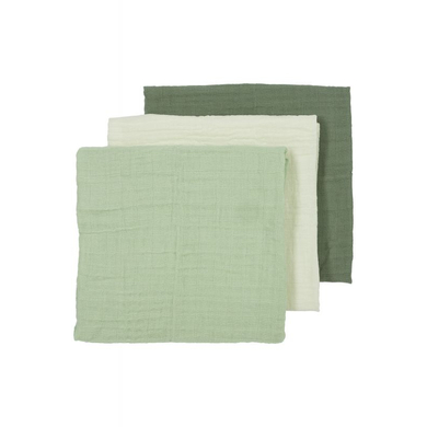 Image of MEYCO Musslin mousseline luiers 3-pack Uni Off white /Soft Green / Forest Green