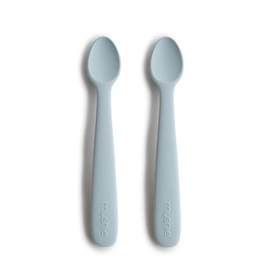 mushie Cuillère bébé silicone Powder Blue lot de 2