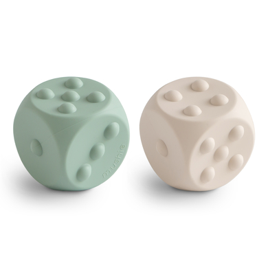 Levně mushie Push Toy Dice 2 Piece Cambridge Blue/Shifting Sand