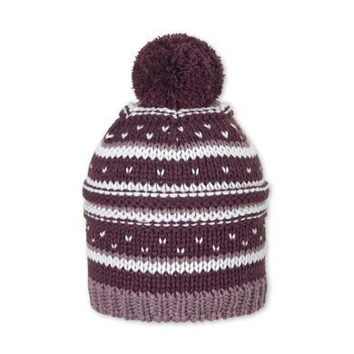 Sterntaler Bonnet tricoté à pompon, mélange de motifs rose