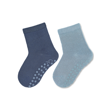 Sterntaler Chaussettes antidérapantes enfant bleu uni lot de 2