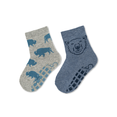 Sterntaler Chaussettes ABS pack double bison/ours polaire gris clair