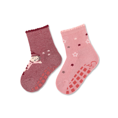 Sterntaler Chaussettes ABS pack double sorcière/étoiles rouge clair mélangé