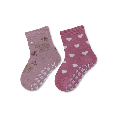 Sterntaler Chaussettes ABS pack double ours/coeurs lilas