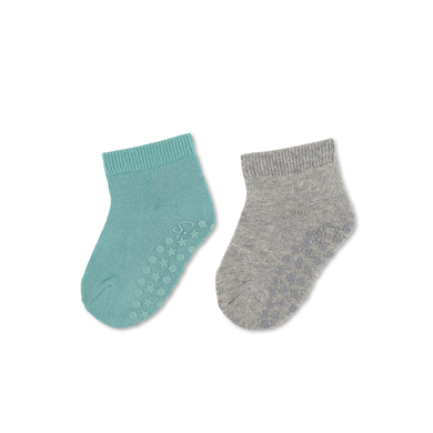 Sterntaler Lot de deux chaussettes ABS unies courtes vert clair