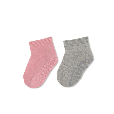 Sterntaler Lot de deux chaussettes ABS unies courtes roses