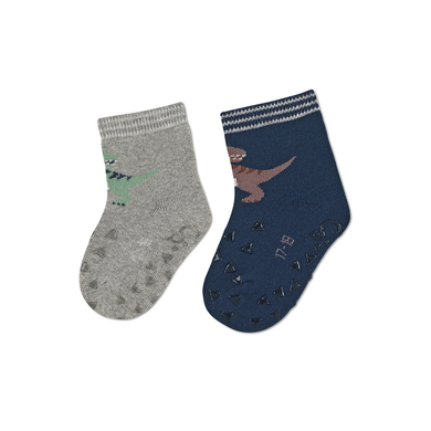 Sterntaler Chaussettes de bébé ABS pack de deux Dino gris clair