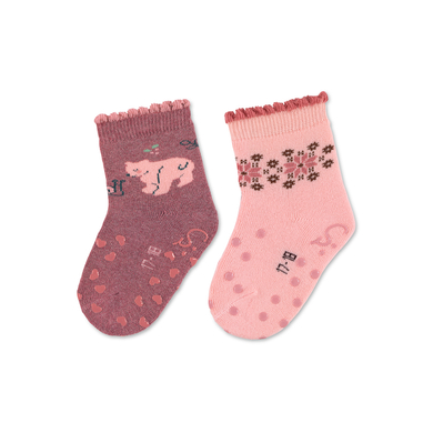 Levně Sterntaler ABS batolecí ponožky Double Pack Bear Light Red Melange