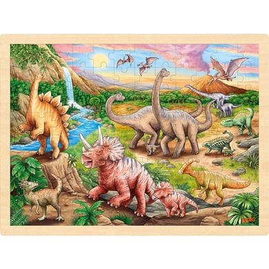 Dřevěné puzzle GOKI Dřevěné puzzle Dinosauří stezka 96 dílků