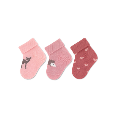 Bilde av Sterntaler Firstborn-sokker 3-pakning Hjort+pinnsvin Rosa
