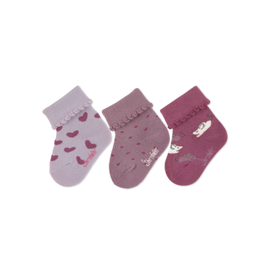 Sterntaler Lot de 3 chaussettes bébé souris lilas