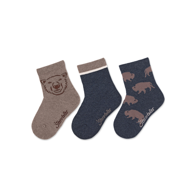 Sterntaler Calzini per neonati 3 pezzi orso blu melange