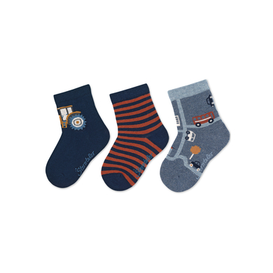 Sterntaler Lot de 3 chaussettes pour bébé Tracteur marine