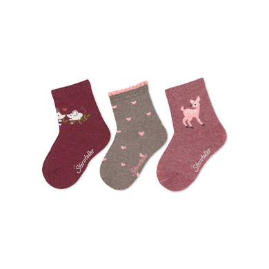 Sterntaler Lot de 3 chaussettes bébé hérisson rouge foncé