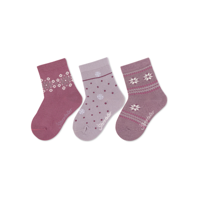 Levně Sterntaler Dětské ponožky 3-pack Norwegian pink