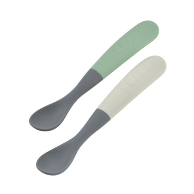 Bilde av Beaba ® Baby Spoon Set Of 2 Silicone 1st Age Mineral/salver Green (2 Stk.)