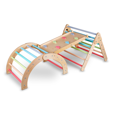 tiSsi® Echelle d'escalade enfant triangle Pikler bois pastel multicolore