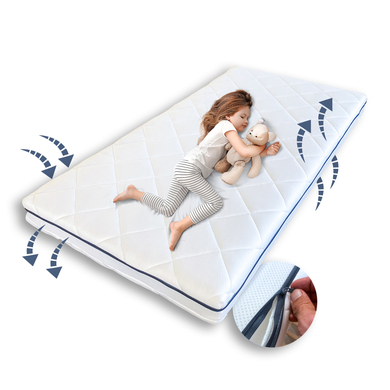 Image of Kids Collective Materasso lettino neonato AERO PLUS con strisce di ventilazione alte 10 cm, 60 x 120 bianco senza lenzuola059