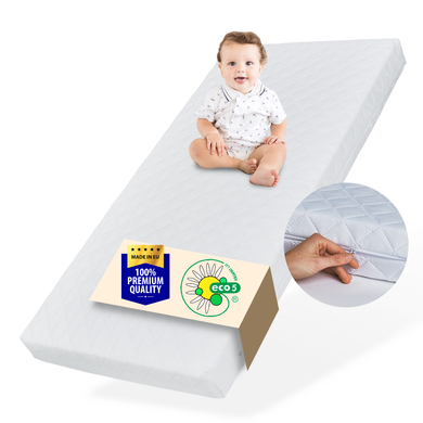 Image of Kids Collective Materasso lettino neonato 70 x 140 cm con rivestimento lavabile bianco senza lenzuola059