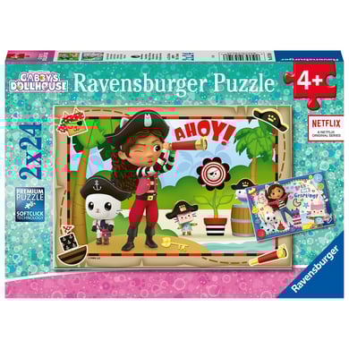 Ravensburger - Puzzle Gabby's Dollhouse, Idea Regalo Per Bambini 4+ Anni, Gioco Educativo E Stimolante, 2 Puzzle Da 24 Pezzi, 26X18 Cm-image