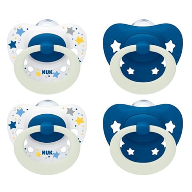 Image of NUK Signature Night Ciuccio in silicone 0-6 mesi, blu scuro, 4 pezzi059