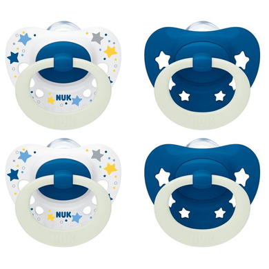 Image of NUK Signature Night Ciuccio in silicone. 18-36 mesi, blu scuro, 4 pezzi059