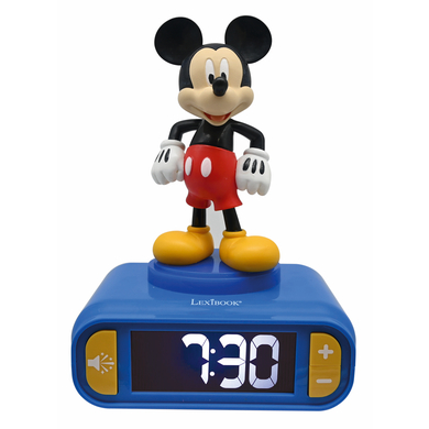 Levně LEXIBOOK Budík Mickey Mouse s 3D postavičkou s nočním světlem a speciálními vyzváněcími tóny