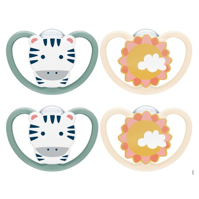 NUK Sucette Space silicone taille 3 zèbre/soleil lot de 4