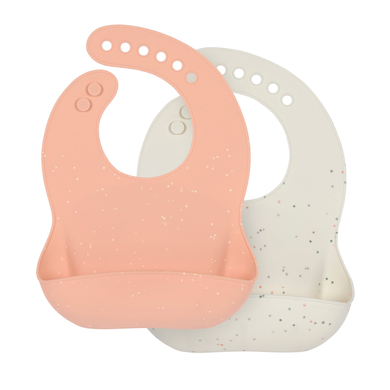 LÄSSIG Bavoir bébé silicone apricot/nature lot de 2