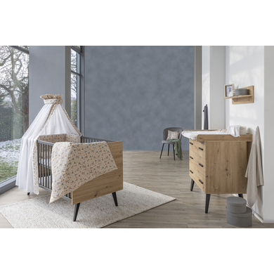 Schardt Chambre bébé duo lit commode Morris Oak bois 70x140 cm