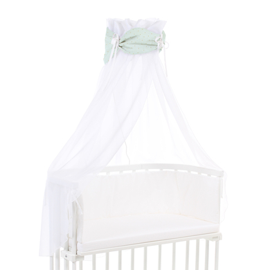 Image of Cotton babybay®canopy Organic Royal con fiocco adatto a tutti i modelli menta glitterato pois oro059