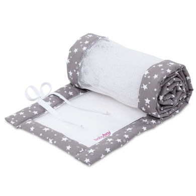 babybay® Tour de lit cododo mesh piqué Boxspring XXL taupe étoiles blanches 200 cm