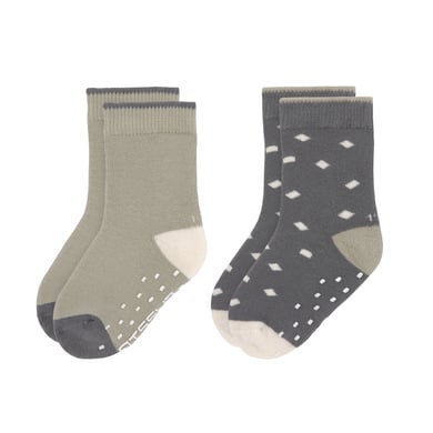 LÄSSIG Chaussettes antidérapantes pour enfants, pack de 2, anthracite olive
