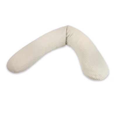 Theraline THERALINE Coussin d'allaitement et housse Original mousseline beige sable 190 x 40 cm
